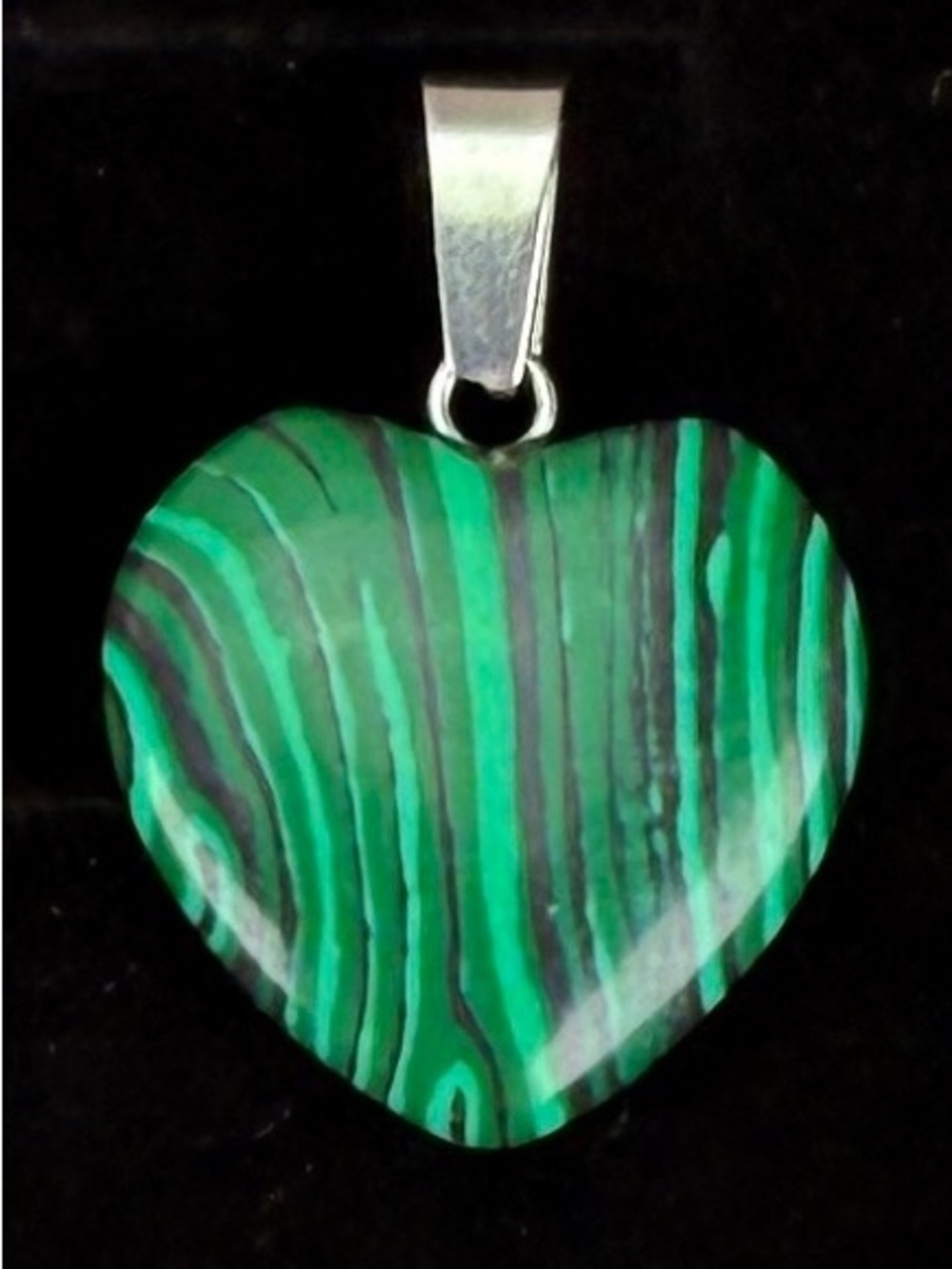 Vintage Heart Shaped Green Malachite Pendant